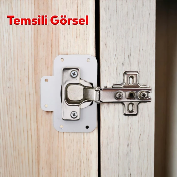 Mobilya Dolap Kapak Metal Beyaz Tamir Saç Hanaks Mutfak Gardrop Menteşesi Düz Tas Menteşe Set 8'li - Resim 7