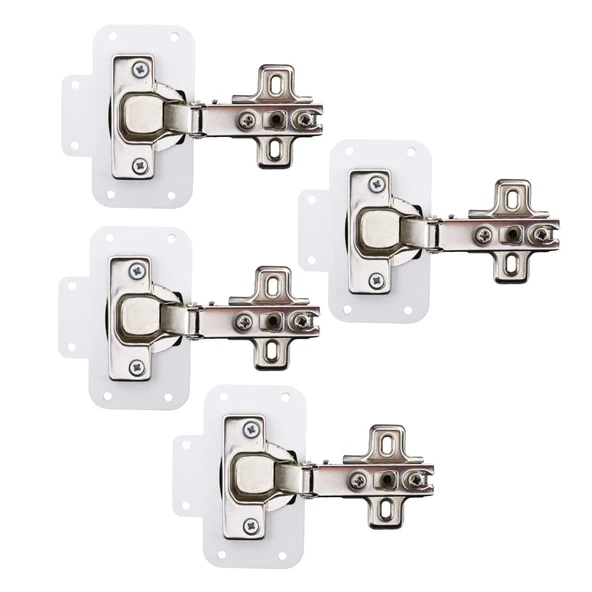 Mobilya Dolap Kapak Metal Beyaz Tamir Saç Hanaks Mutfak Gardrop Menteşesi Düz Tas Menteşe Set 8'li - Resim 5