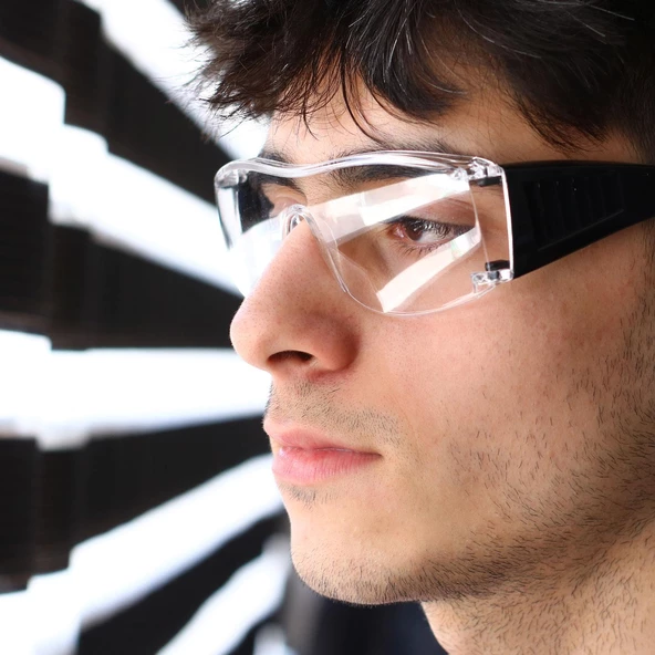12 Adet İş Güvenlik Gözlüğü Lazer UV Laboratuvar Laborant Koruyucu Kaynak Toz Korumalı Gözlük Şeffaf - 6