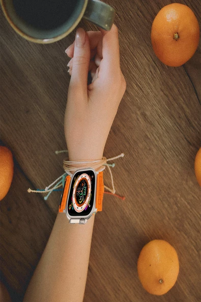 Apple Watch Ultra 49mm Uyumlu Fuchsia DRK-99 Hasır Kordon - Resim 4