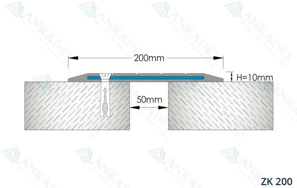 Kauçuk Kaplama Üstü Otopark Zemin Dilatasyon Profilleri 200mm - Resim 2