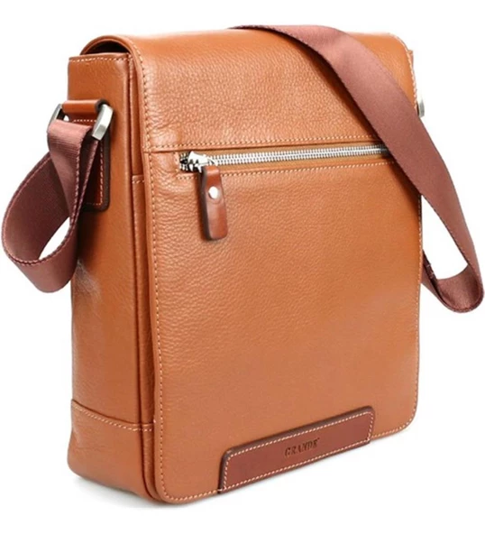 Grande Hakiki Deri Erkek Postacı Çantası Taba 4251 - 2