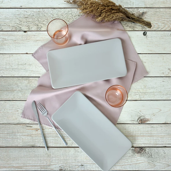 Keramika Mat Gri Siera Kayık Tabak 33x17 Cm 2 Adet 995
