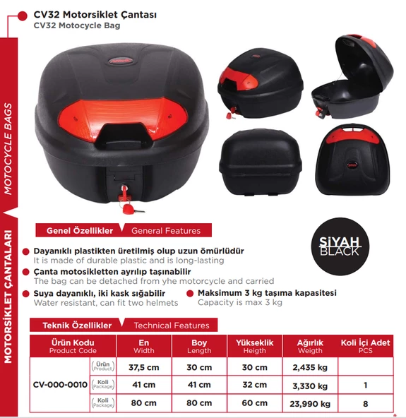 Arwic CV32 Litre  Motosiklet Çantası Siyah - 2