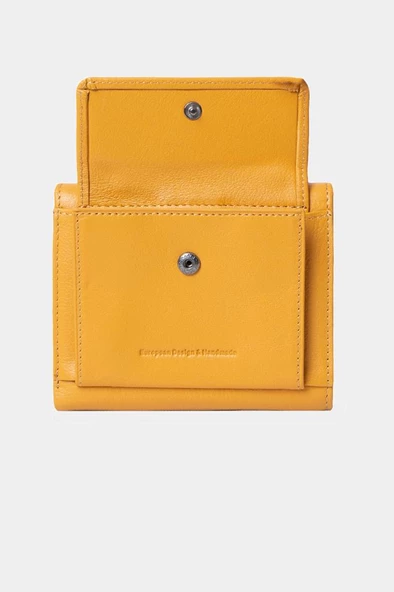 Grande Hakiki Deri Kadın Cüzdan Sarı 2633 - Resim 5