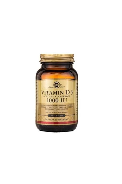 Solgar Vitamin D3 1000 IU 100 Softgels ürün görseli 1
