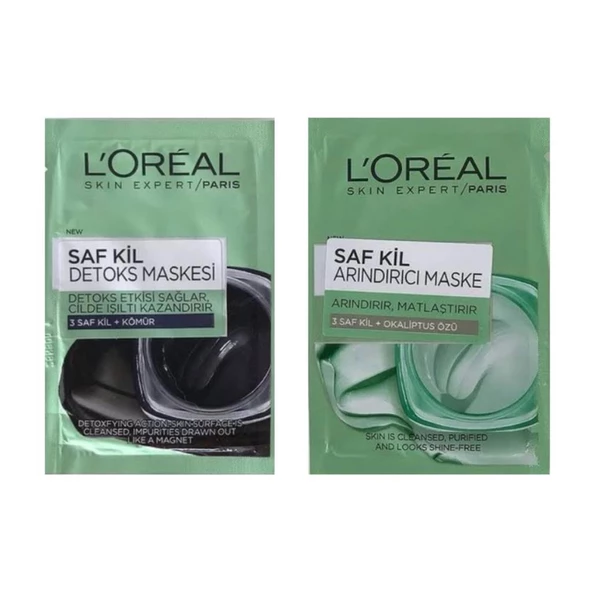 Loreal Paris Saf Kil Detoks Maskesi 7 Ml+Saf Kil Arındırıcı Maske 7 Ml