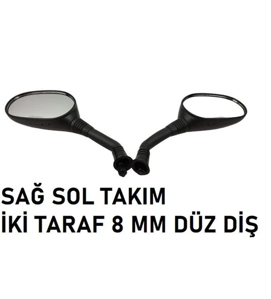 Honda Activa 125 S - Spacy 110-Spontini 110 Uyumlu Ayna Takım 8 Mm Düz Diş _Supermoto