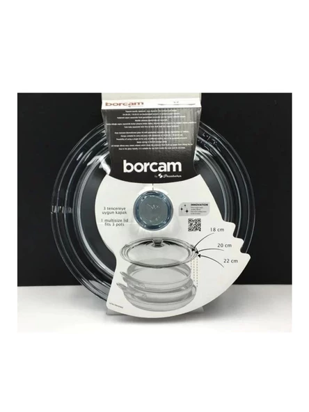 Paşabahçe 590220 Borcam Tencere Kapağı 18-20-22cm Tekli
