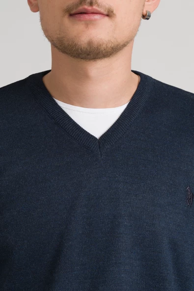 Regular Fit V Yaka Pamuklu Basic Erkek Triko Kazak - 4