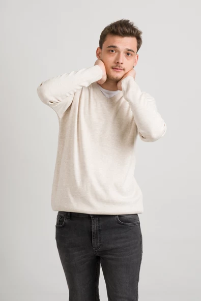 Regular Fit V Yaka Pamuklu Basic Erkek Triko Kazak - 5