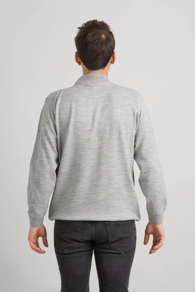 Regular Fit Yarım Balıkçı Nokta Desenli Akrilik Viskon Karışımlı Erkek Triko Kazak - 3