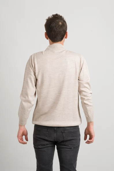 Regular Fit Yarım Balıkçı Nokta Desenli Akrilik Viskon Karışımlı Erkek Triko Kazak - 10