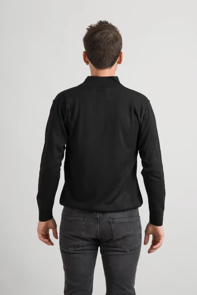 Regular Fit Yarım Balıkçı Fermuarlı Akrilik Viskon Karışımlı Erkek Triko Kazak - 7