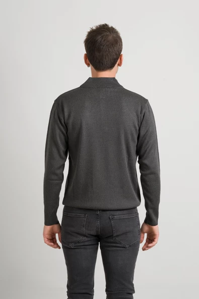 Regular Fit Yarım Balıkçı Fermuarlı Akrilik Viskon Karışımlı Erkek Triko Kazak - 11