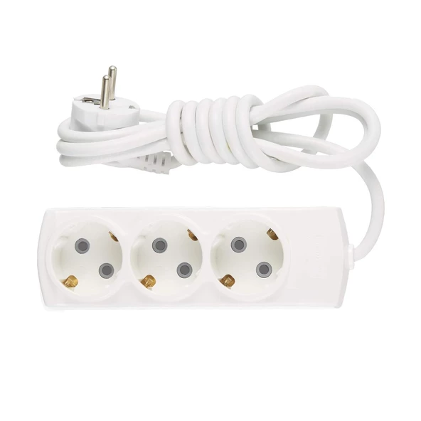 Çoklu Uzatma Kablosu Çoçuk Korumalı Kablolu 3'lü Topraklı Grup Priz Çoğaltıcı 5 Metre Anahtarsız - Resim 4