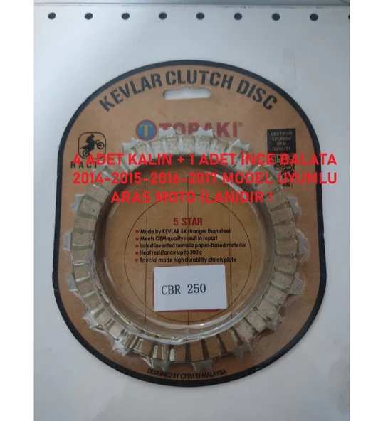 Honda Cbr 250-Crf 250L- Cb250 Debriyaj Balata Seti Oem Tailand Malı 4 Kalın+1 İnce 2014-2017 _Supermoto