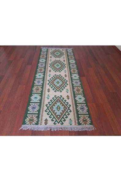 Algelsineve Çift Taraflı Eşme Desen Antik Kilim, yeşil - 4