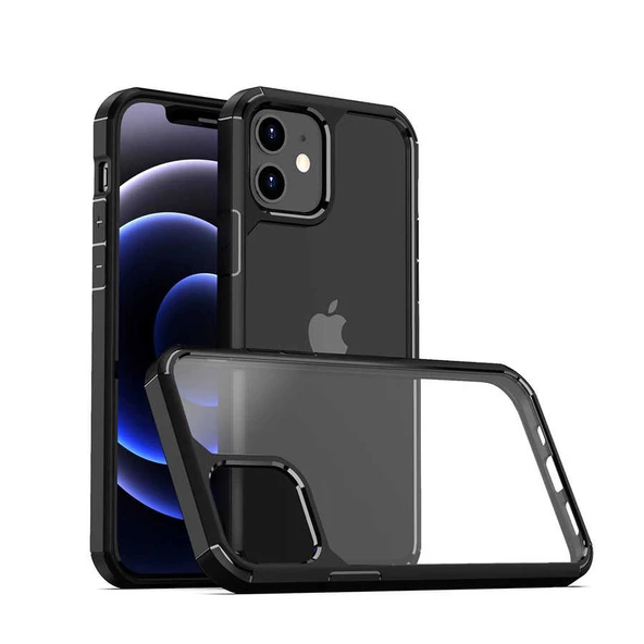 Apple iPhone 11 Kılıf Roll Şeffaf Çerçeveli Kapak