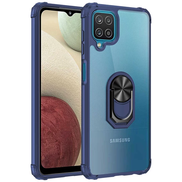 Samsung Galaxy A12 Kılıf Şeffaf Sararmaz Yüzüklü Mola Kapak - 10