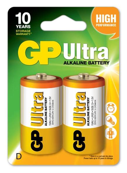 GP G-Tech LR20 Büyük Boy Ultra Alkalin Pil 2'li Paket GP13AU-U2 D Boy