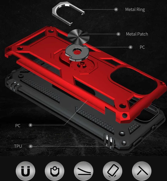 Xiaomi Mi 11İ Kılıf Yüzüklü Zırh Tank Vega - 4