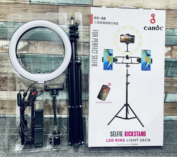 Cande Ring Light Işıklı Tripod 3 Telefon Tutucu Bluetoothlu DC-36 - 4