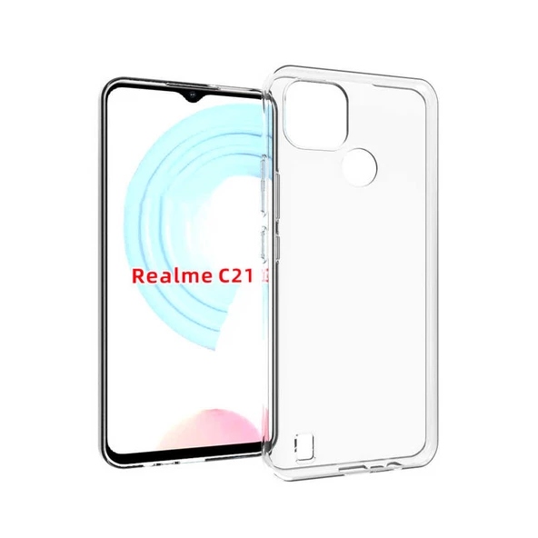 Realme C21 Kılıf Şeffaf Silikon Hibrit Case