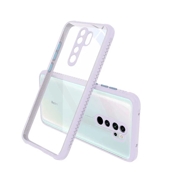 Xiaomi Redmi Note 8 Pro Kılıf Kenar Renkli Sararmaz Şeffaf Kapak - 9