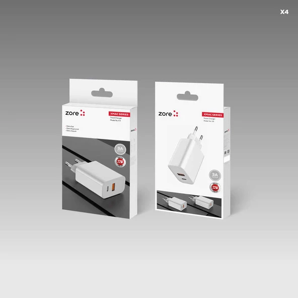 Zore XMac Serisi X4 22W Seyahat Şarj Başlığı - 2