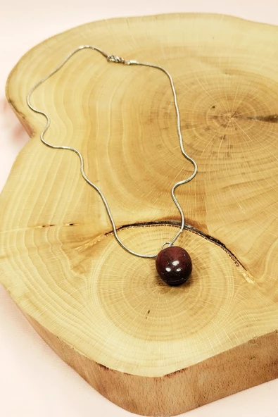 Kantaşı Doğal Taşı Zincirli El Yapımı Kolye Uç: 2 cm Zincir: 20 cm Kutulu - 4