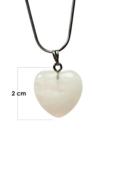 Pembe Kuvars Doğal Taşı Zincirli El Yapımı Kolye Uç: 2 cm Zincir: 20 cm Kutulu - 2