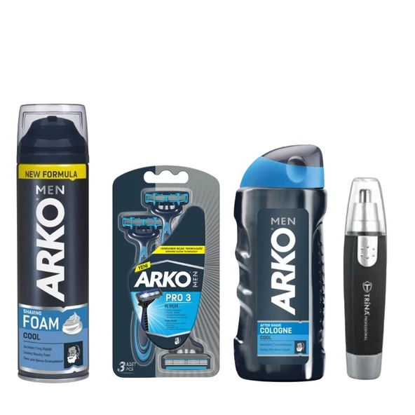 Arko Men Tıraş Köpüğü Cool 200 ML + Arko Tıraş Bıçağı T3 Blister 3