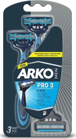 Arko Men T3 Pro 3 Bıçaklı Tıraş Bıçağı 3'lü & Cool Tıraş Köpüğü 200 ml Avantaj Paketi - 2