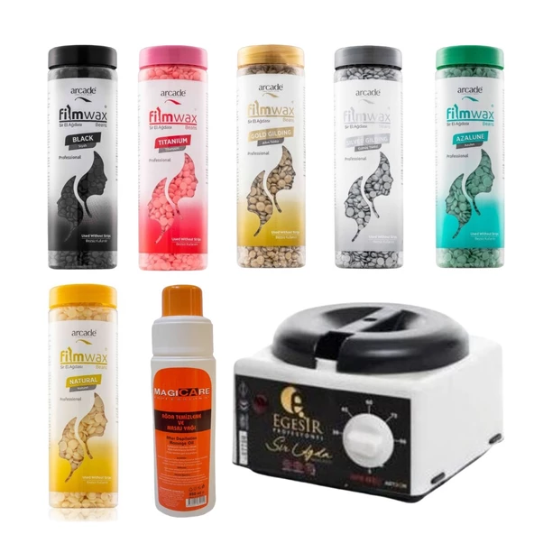 Arcade Boncuk Sir Ağda 400 Gr + Ağda Makinası +Ağda Temizleme Ve Masaj Yağı 850 Ml Sir Ağda Seti