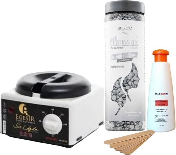 Ege Sir Profesyonel Egesir Ağda Makinası Arcade Sir Ağda Silver Gilding Gümüş Yaldız Set