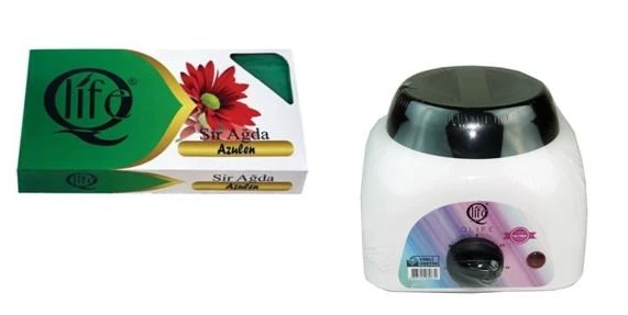 Q Life Ağda Kazanı Makinesi + Qlife Yeşil Azulen Kalıp Sir Ağda 400 ML