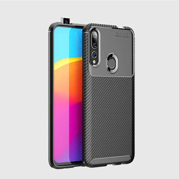 Huawei Y9 Prime 2019 Kılıf Karbon Silikon Case