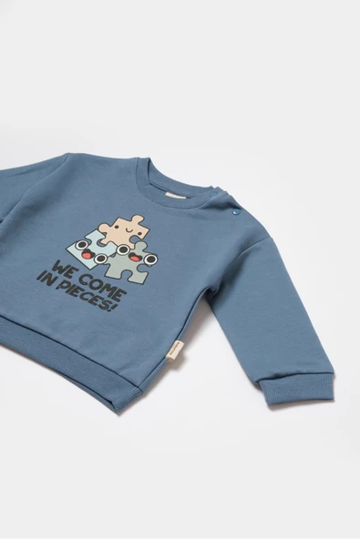 Bebek Uzun Kollu Tişört ve Pantolon Takımı, %100 Organik Pamuk, Bebek ve Yenidoğan Serisi - CSY8025 - 3