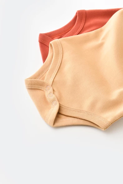 Bebek 2 Parça Kolsuz Body, %100 Organik Pamuk, Bebek ve Yenidoğan Serisi - CSY3020 - 4