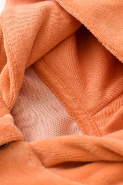 Bebek Kapüşonlu Kadife Pantolon ve Uzun Kollu Ceket Takımı, %80 Organik Pamuk & %20 Polyester, Bebek ve Yenidoğan Serisi - CSYK6017 - 4