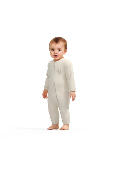 Bebek Fermuarlı Tulum, %100 Organik Pamuk, Bebek ve Yenidoğan Serisi - CSY3041 - 4