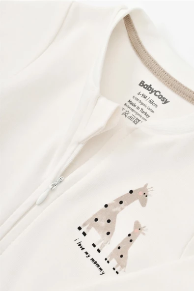 Bebek Fermuarlı Tulum, %100 Organik Pamuk, Bebek ve Yenidoğan Serisi - CSY3041 - 7