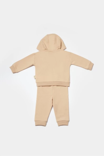 Bebek Kapüşonlu Sweatshirt ve Pantolon Seti, %100 Organik Pamuk, Bebek ve Yenidoğan Serisi - CSY8003 - 2