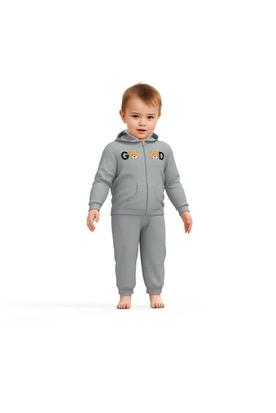 Bebek Kapüşonlu Ceket ve Pantolon Takımı, %100 Organik Pamuk, Bebek ve Yenidoğan Serisi - CSY8004 - 2