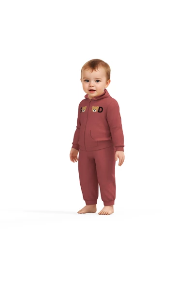 Bebek Kapüşonlu Ceket ve Pantolon Takımı, %100 Organik Pamuk, Bebek ve Yenidoğan Serisi - CSY8006 - 4