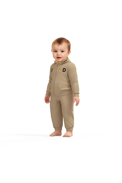 Bebek Kapüşonlu Ceket ve Pantolon Takımı, %100 Organik Pamuk, Bebek ve Yenidoğan Serisi - CSY8007 - 4