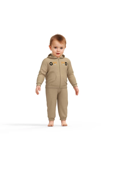 Bebek Kapüşonlu Ceket ve Pantolon Takımı, %100 Organik Pamuk, Bebek ve Yenidoğan Serisi - CSY8007 - 2