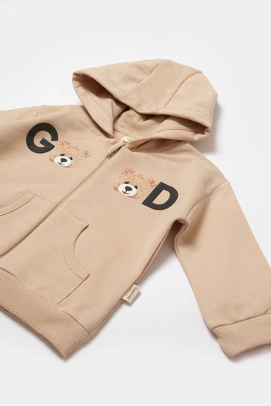 Bebek Kapüşonlu Ceket ve Pantolon Takımı, %100 Organik Pamuk, Bebek ve Yenidoğan Serisi - CSY8007 - 7