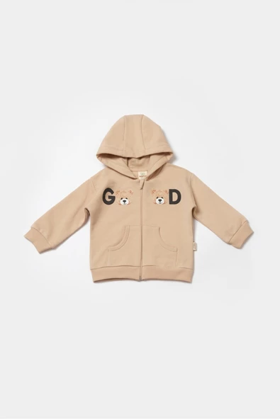 Bebek Kapüşonlu Ceket ve Pantolon Takımı, %100 Organik Pamuk, Bebek ve Yenidoğan Serisi - CSY8007 - 6